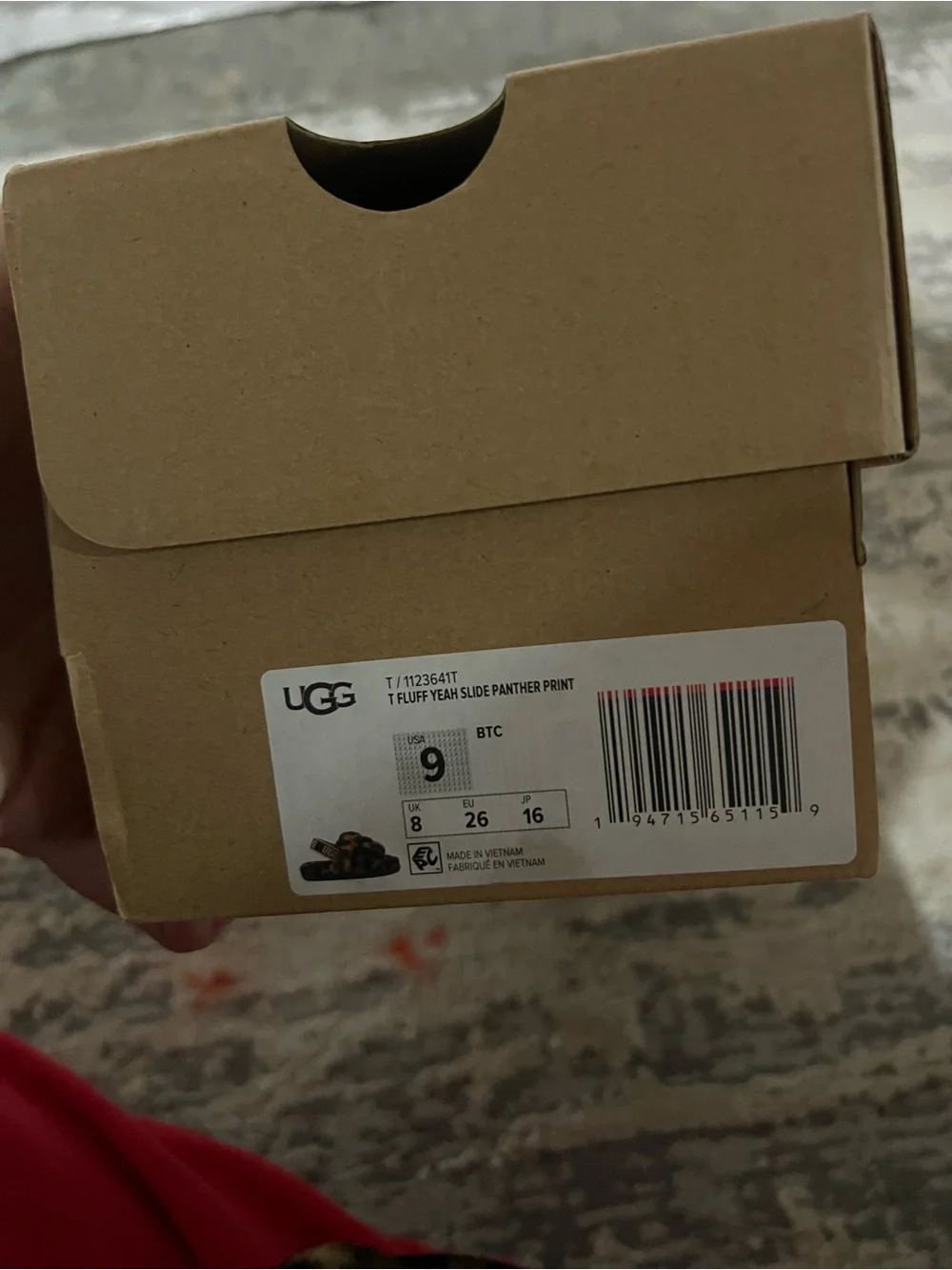 NEW UGG Brown Panther Print Fluff Yeah Slides Size 9 Toddler